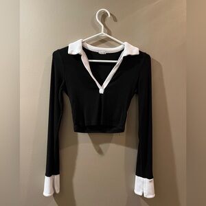 garage collard black and white top
